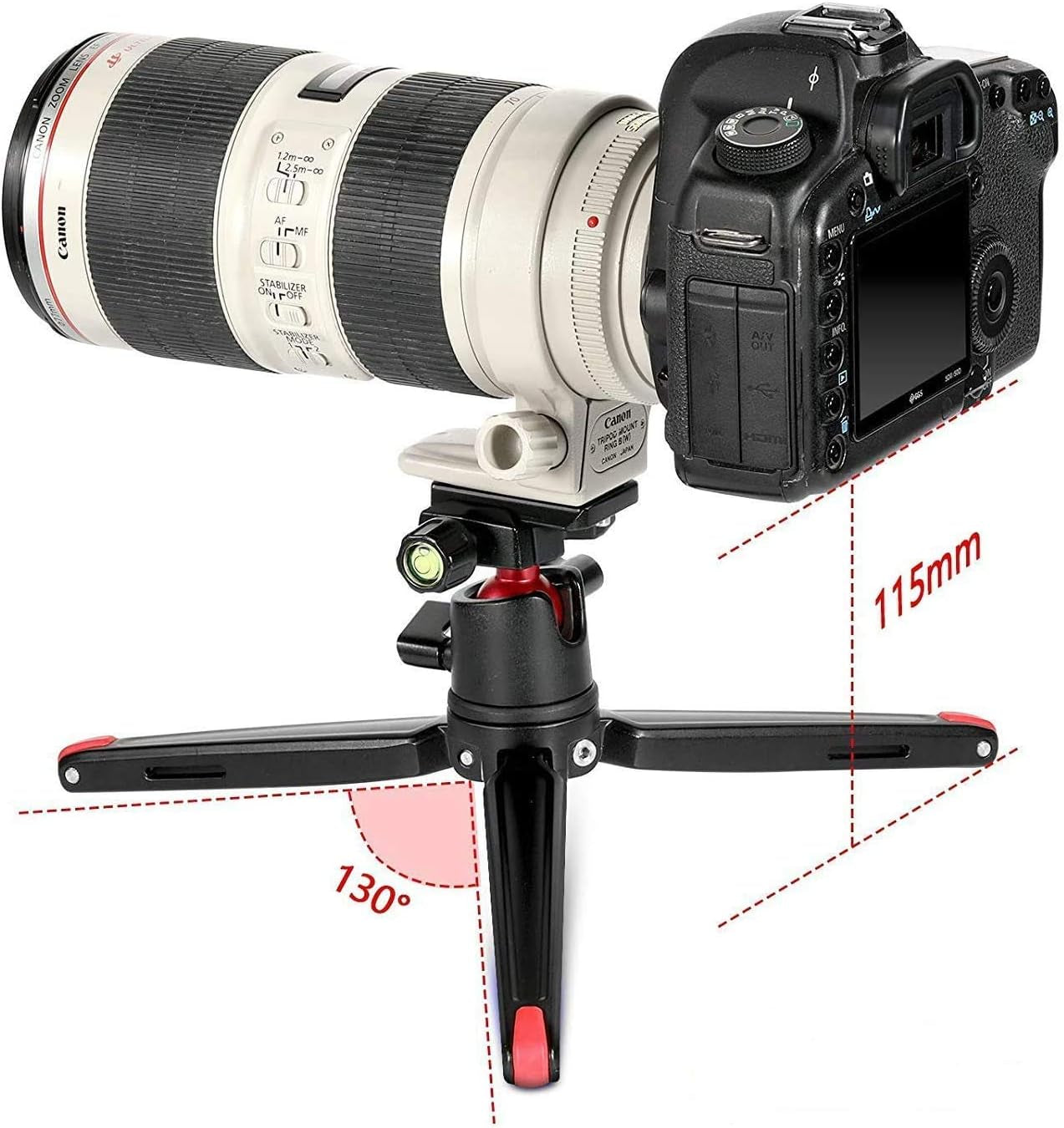 Tabletop Tripod, Mini Desktop Travel Tripod Aluminum Alloy with 360 Degree Ball Head and Quick Release Plate Lightweight and Portable for Compact Cameras Dslrs, Phone, Gopro(Black)- BUT2287