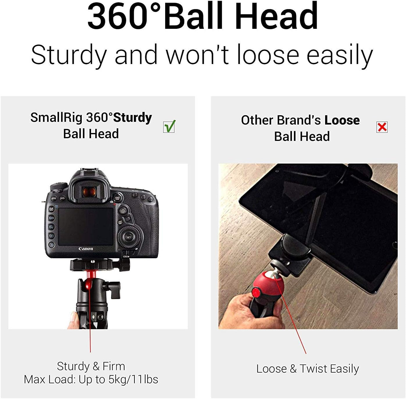 Tabletop Tripod, Mini Desktop Travel Tripod Aluminum Alloy with 360 Degree Ball Head and Quick Release Plate Lightweight and Portable for Compact Cameras Dslrs, Phone, Gopro(Black)- BUT2287