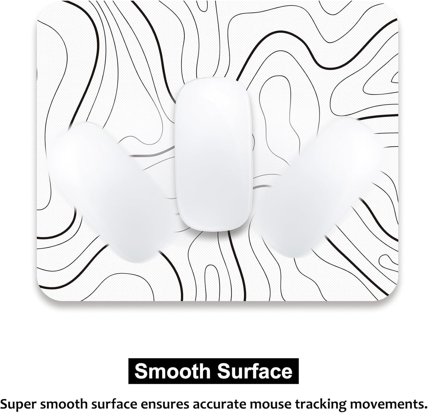 Topographic Contour Mouse Pad, Minimalist Topographic Map Mouse Pad for Laptop Wireless Mouse Home Office Travel, Home Office Work 9.5X7.9 Inch (24X20X0.3Cm)