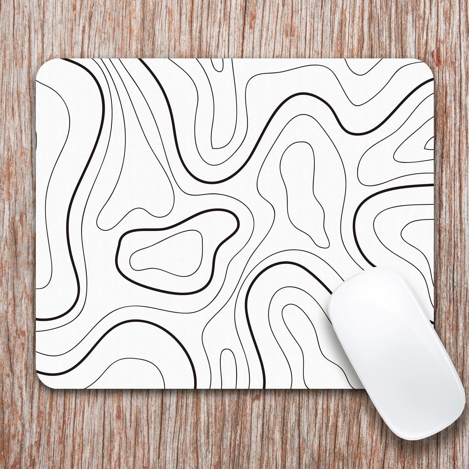 Topographic Contour Mouse Pad, Minimalist Topographic Map Mouse Pad for Laptop Wireless Mouse Home Office Travel, Home Office Work 9.5X7.9 Inch (24X20X0.3Cm)